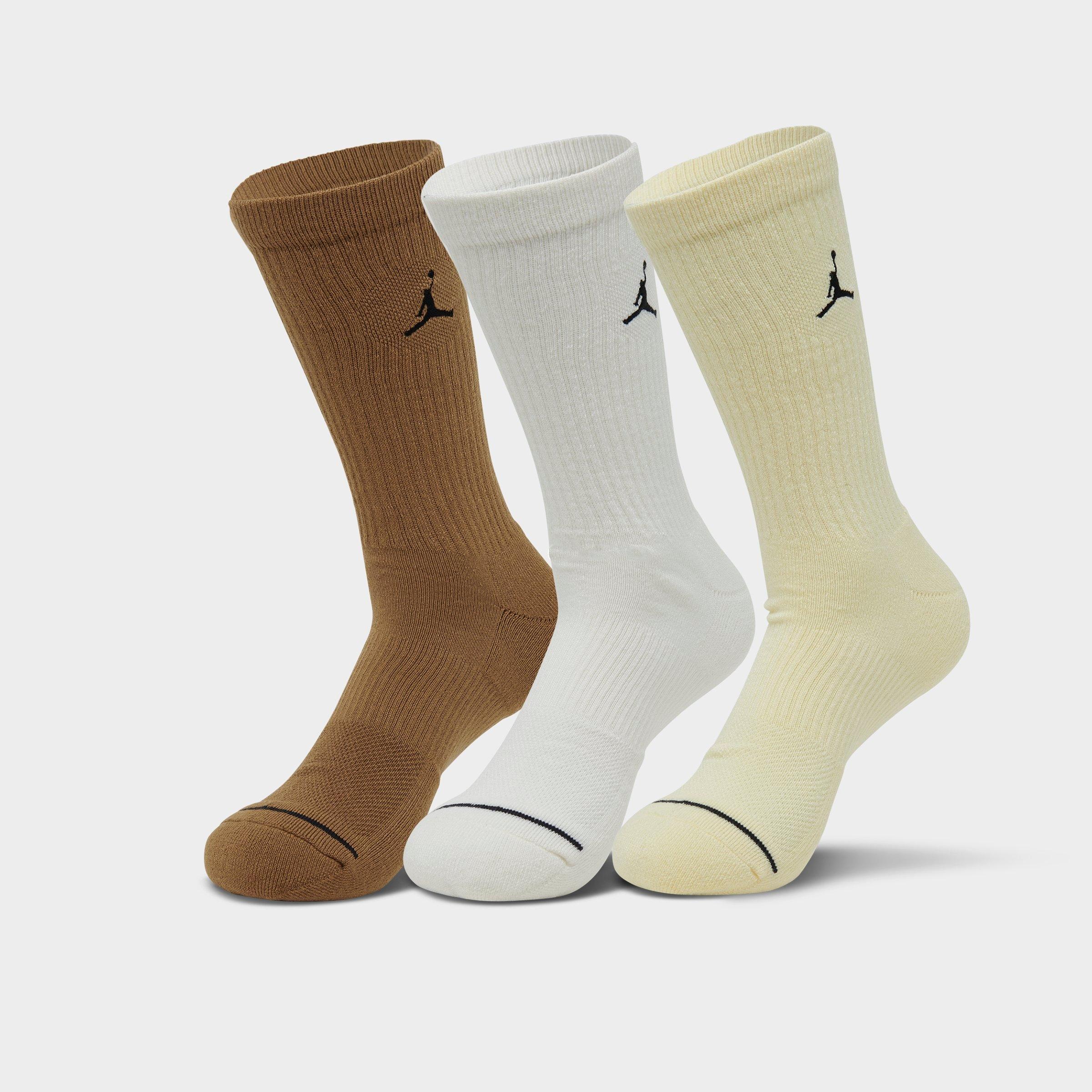 Nike Jordan Men's Everyday Crew Socks (3-pack) In Light Tan/brown/sail