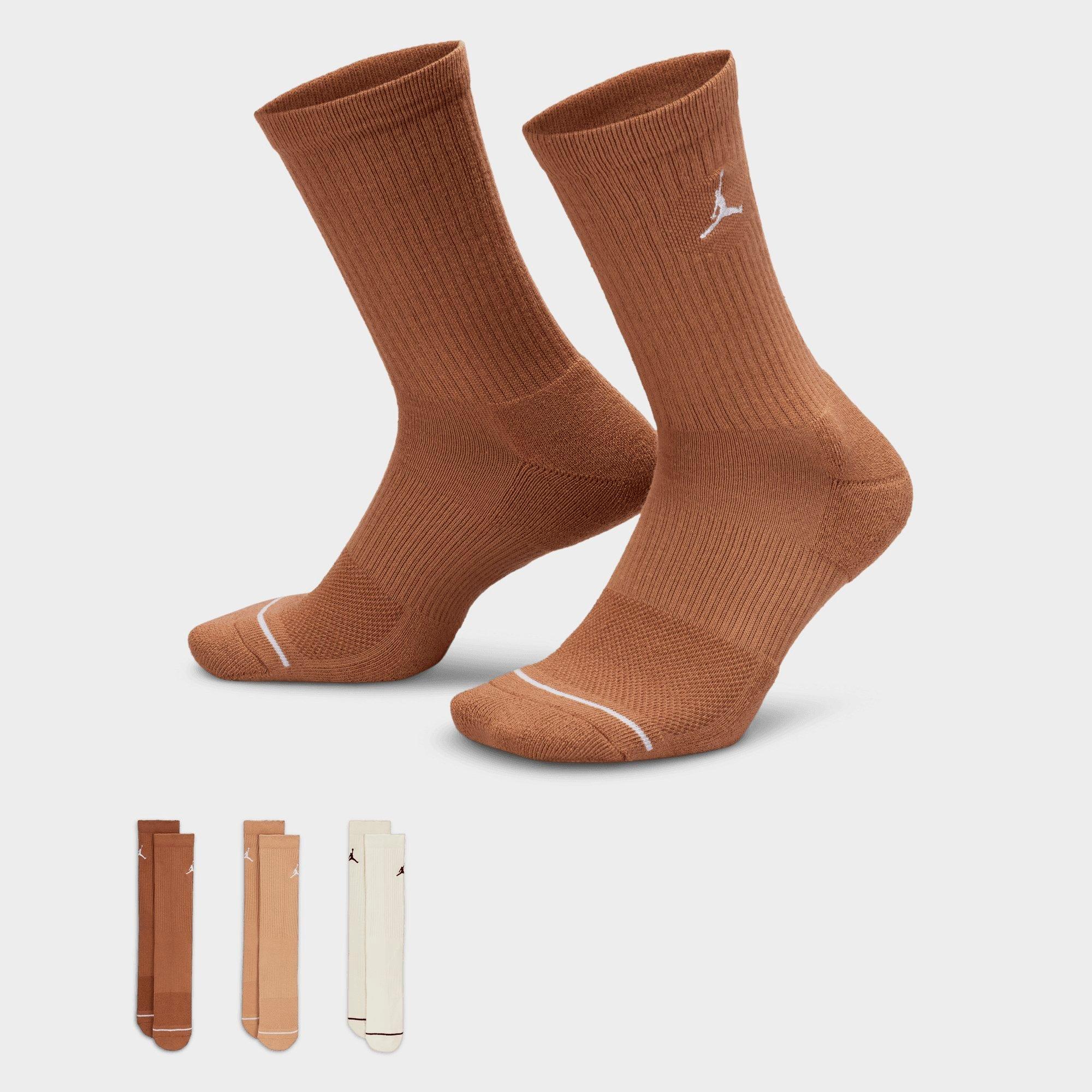 Jordan Men's Everyday Crew Socks (3-Pack) in Brown/Hemp/Sail Size: Medium