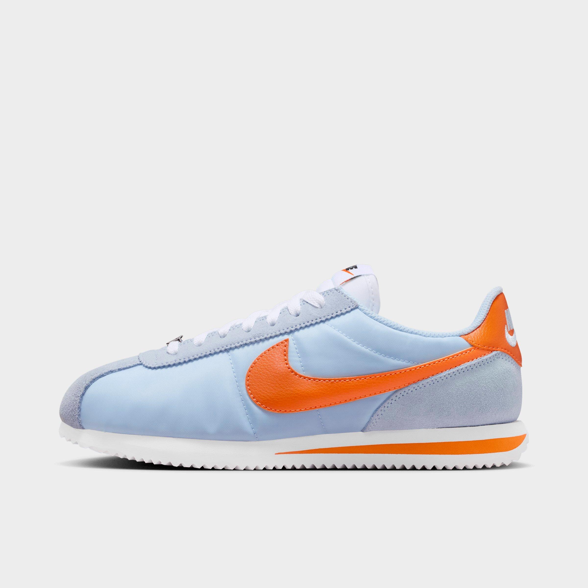 Nike Women's Cortez Textile Casual Shoes in Hydrogen Blue/White/Hot Curry Size: 11.5