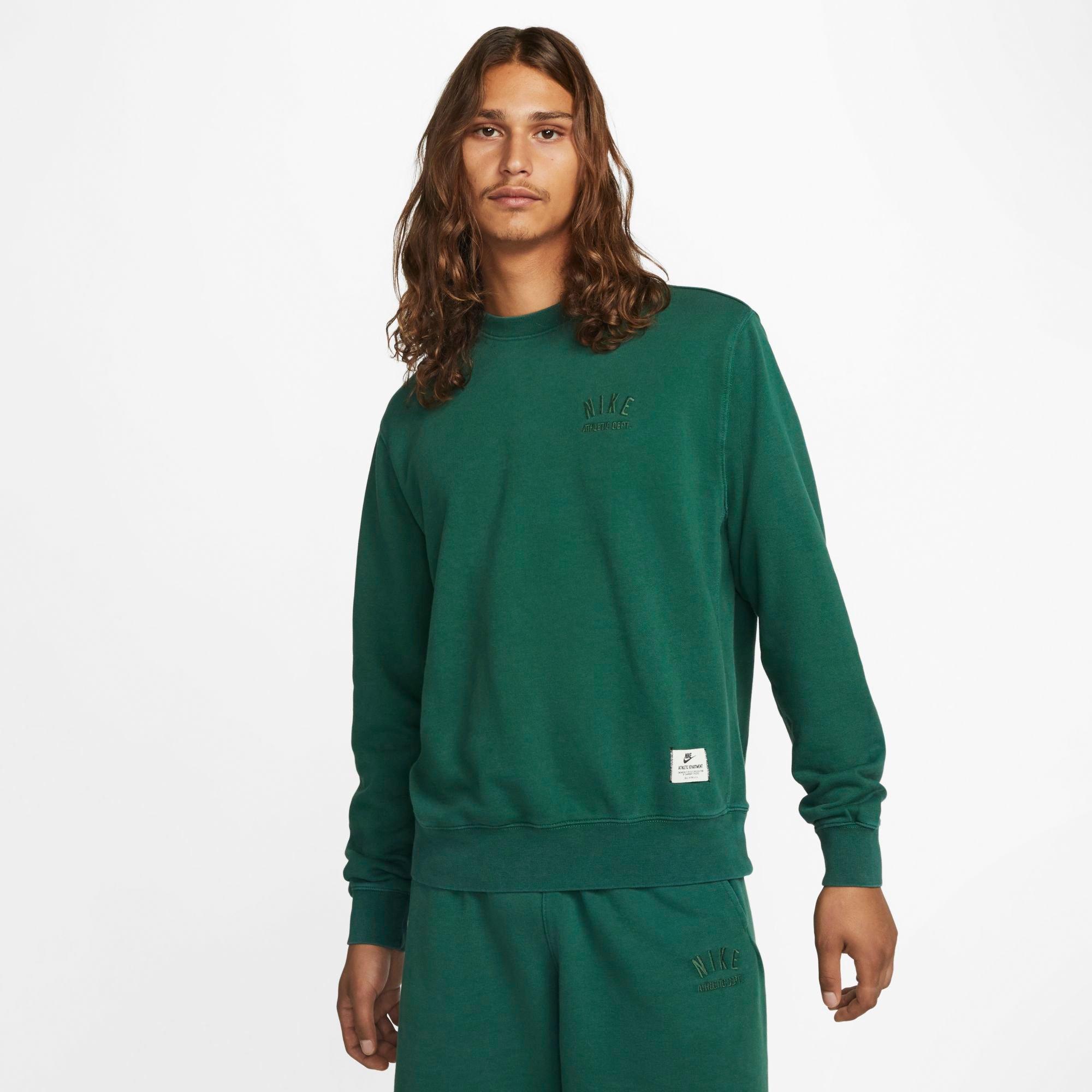 Nike Men's Sportswear Club Fleece French Terry Crewneck Sweatshirt In Gorge Green