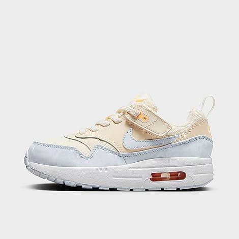 Nike Little Kids' Air Max 1 Easyon Stretch Lace Casual Shoes (8c-13.5c) In Pale Ivory/melon Tint/white/football Grey