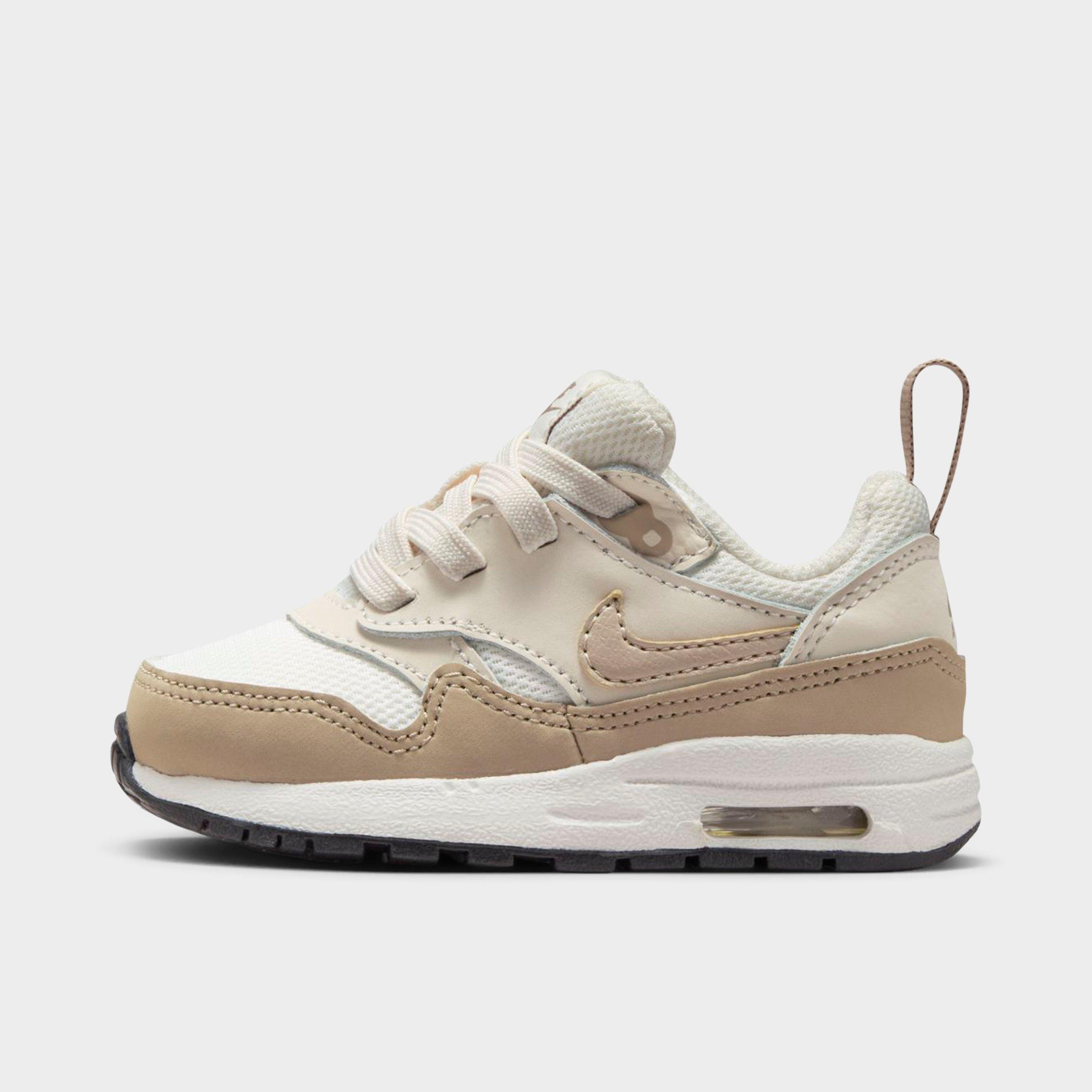 Nike Kids Toddler Air Max 1 EasyOn Stretch Lace Casual Shoes (4C-7C) in Phantom/Light Orewood Brown/Black Size: 2