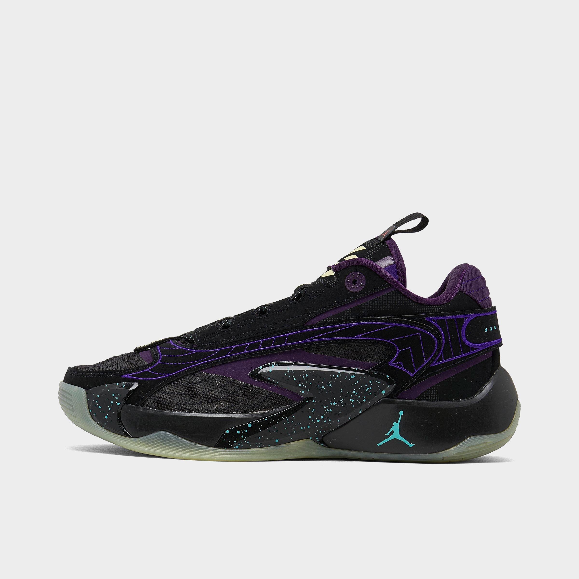 Nike Jordan Big Kids' Jordan Luka 2 Basketball Shoes In Black/glow/grand Purple/aurora Green