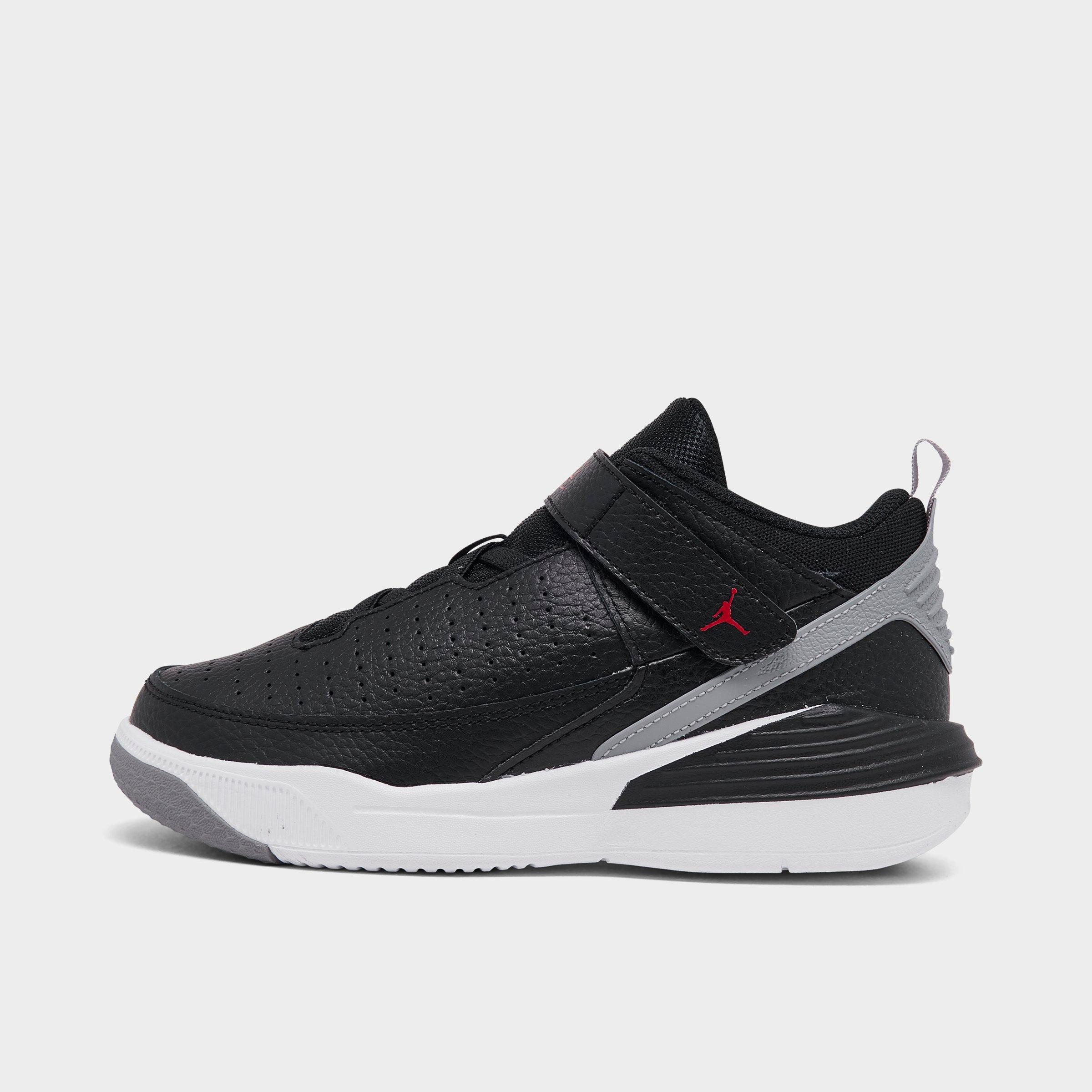 Nike Jordan Little Kids' Jordan Max Aura 5 Stretch Lace Basketball Shoes In Black/university Red/white/cement Grey