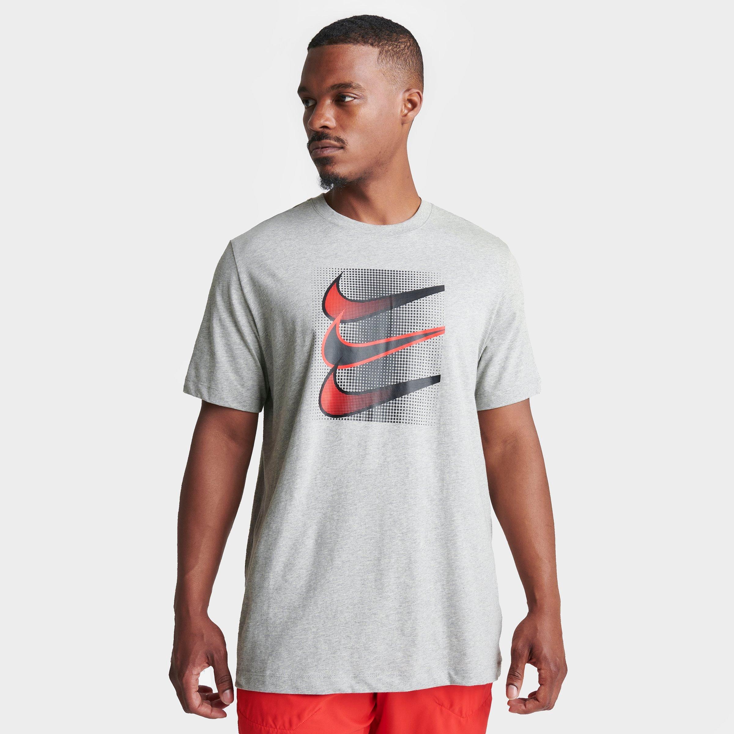 Nike Men's Sportswear Triple Swoosh Graphic T-shirt In Dark Grey Heather