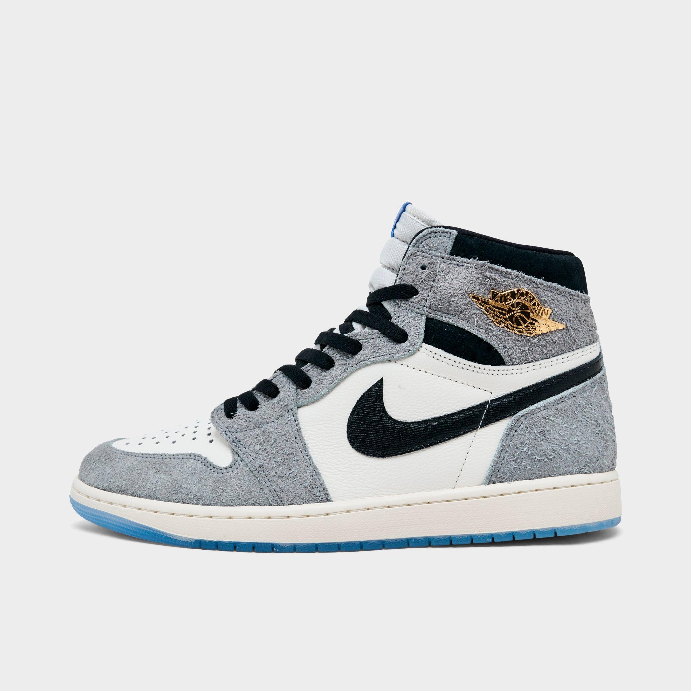 Jordan Men's Air Retro 1 High OG Casual Shoes in Cool Grey/Black/Sail Size: 7.5