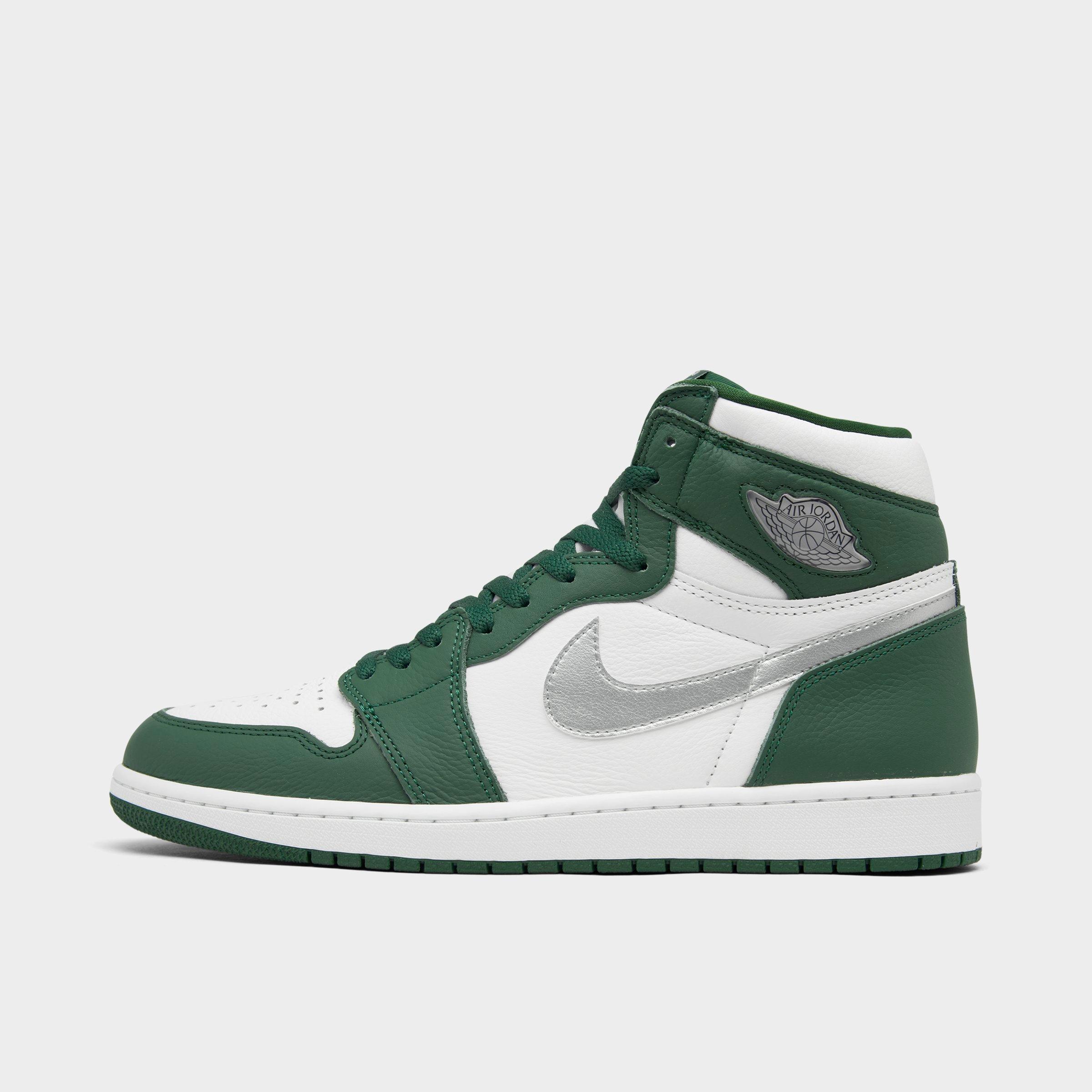 Nike Air Jordan Retro 1 High Og Casual Shoes In Gorge Green/metallic Silver/white