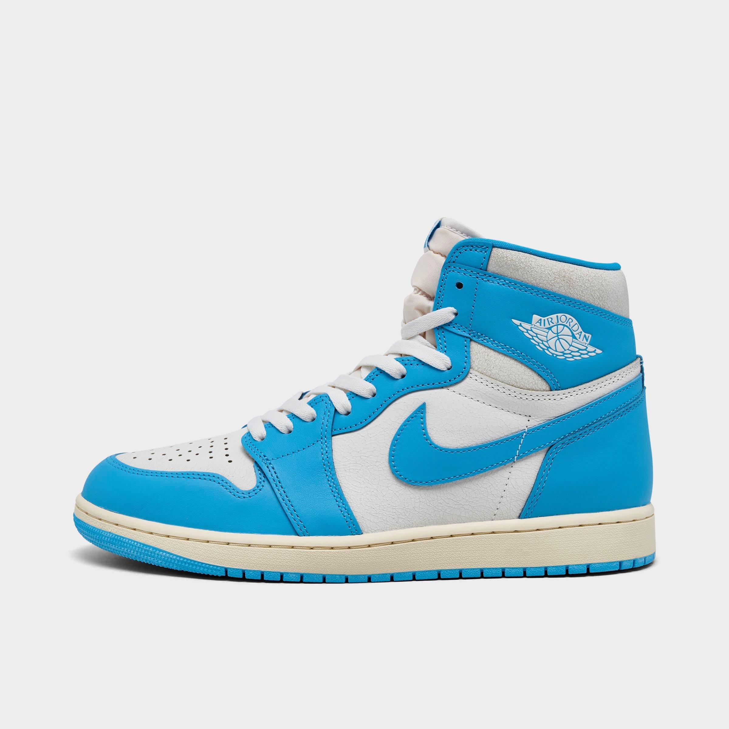 Jordan Air Retro 1 High OG Casual Shoes in Blue/Dark Powder Blue Size 9 Leather/Suede