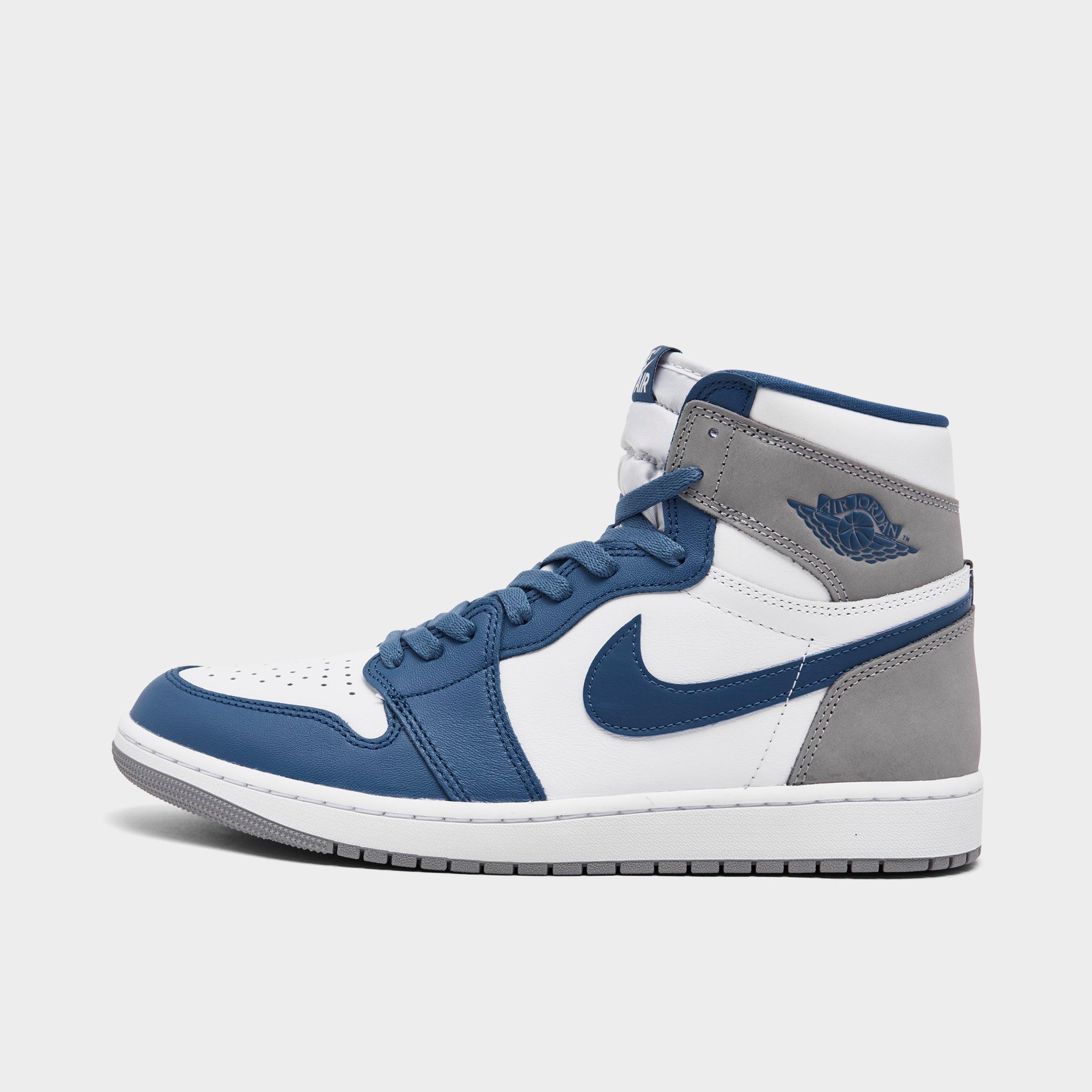 Nike Air Jordan Retro 1 High Og Casual Shoes In True Blue/white/cement Grey