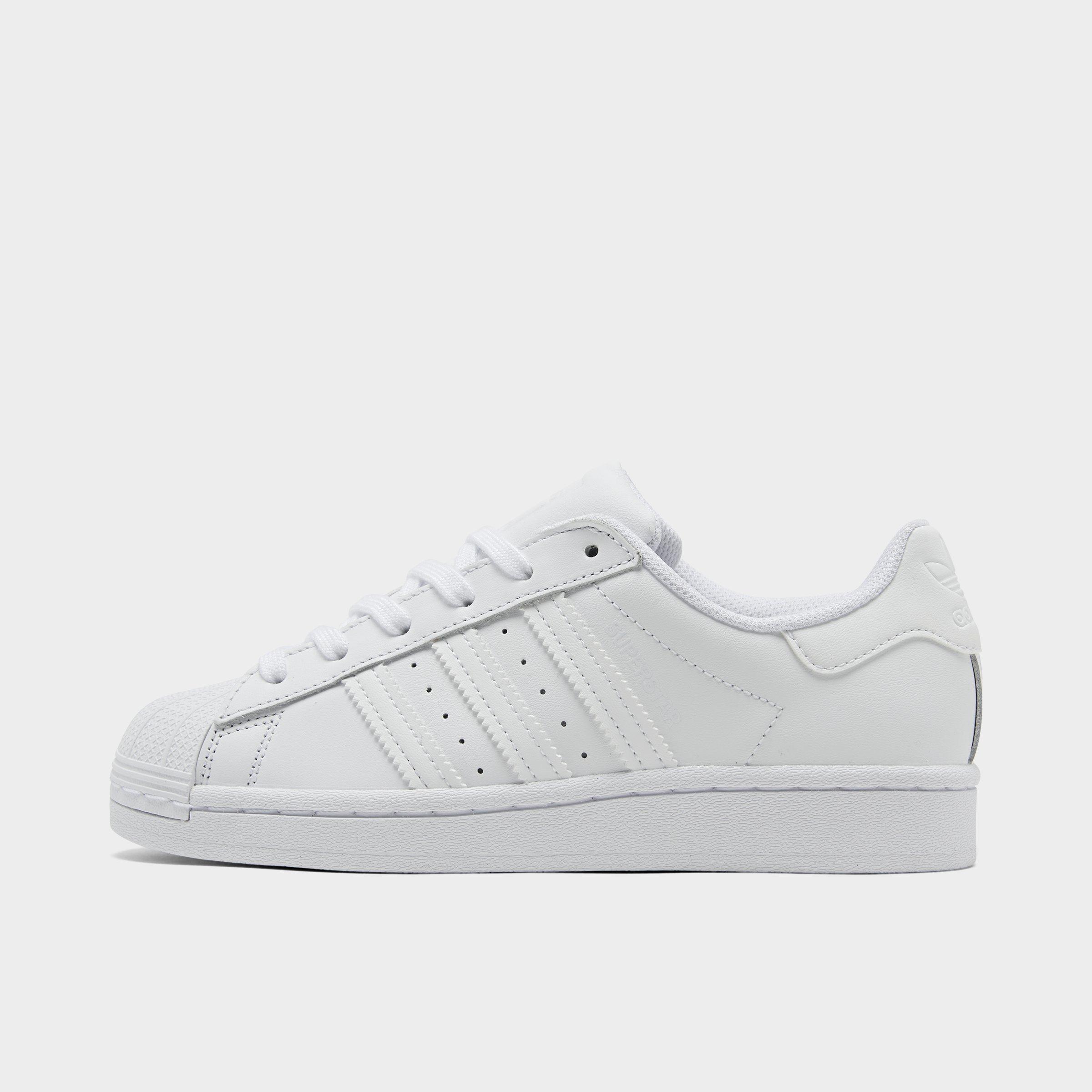 all white shell toe adidas grade school