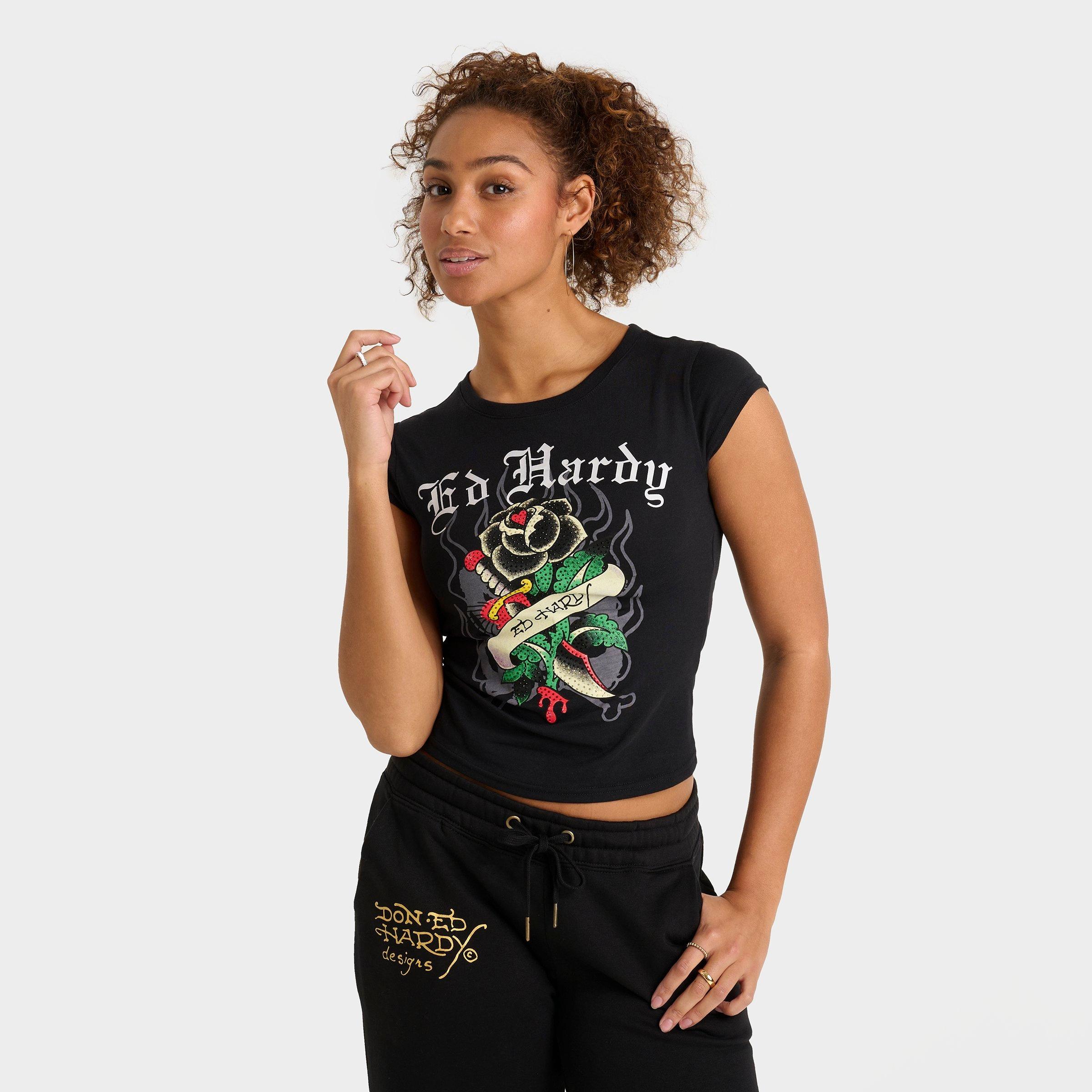 【雰囲気抜群❗️】00's Ed Hardy 鯉 和柄 黒 チビTシャツ Y2K 雰囲気抜群❗️】00's Ed Hardy 鯉 和柄 黒 チビTシャツ Y2K