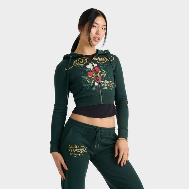 Women's Ed Hardy Sacred Heart Fleece Full-Zip Hoodie