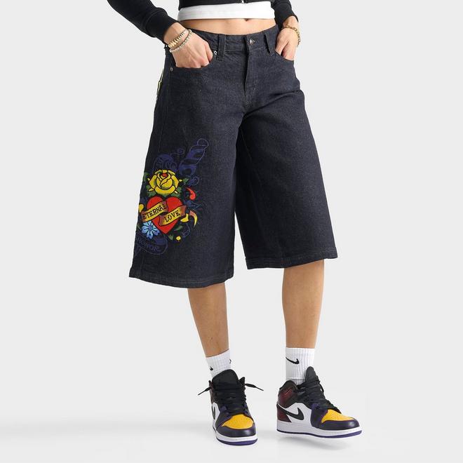 Women's Ed Hardy Eternal Love Long Denim Jorts