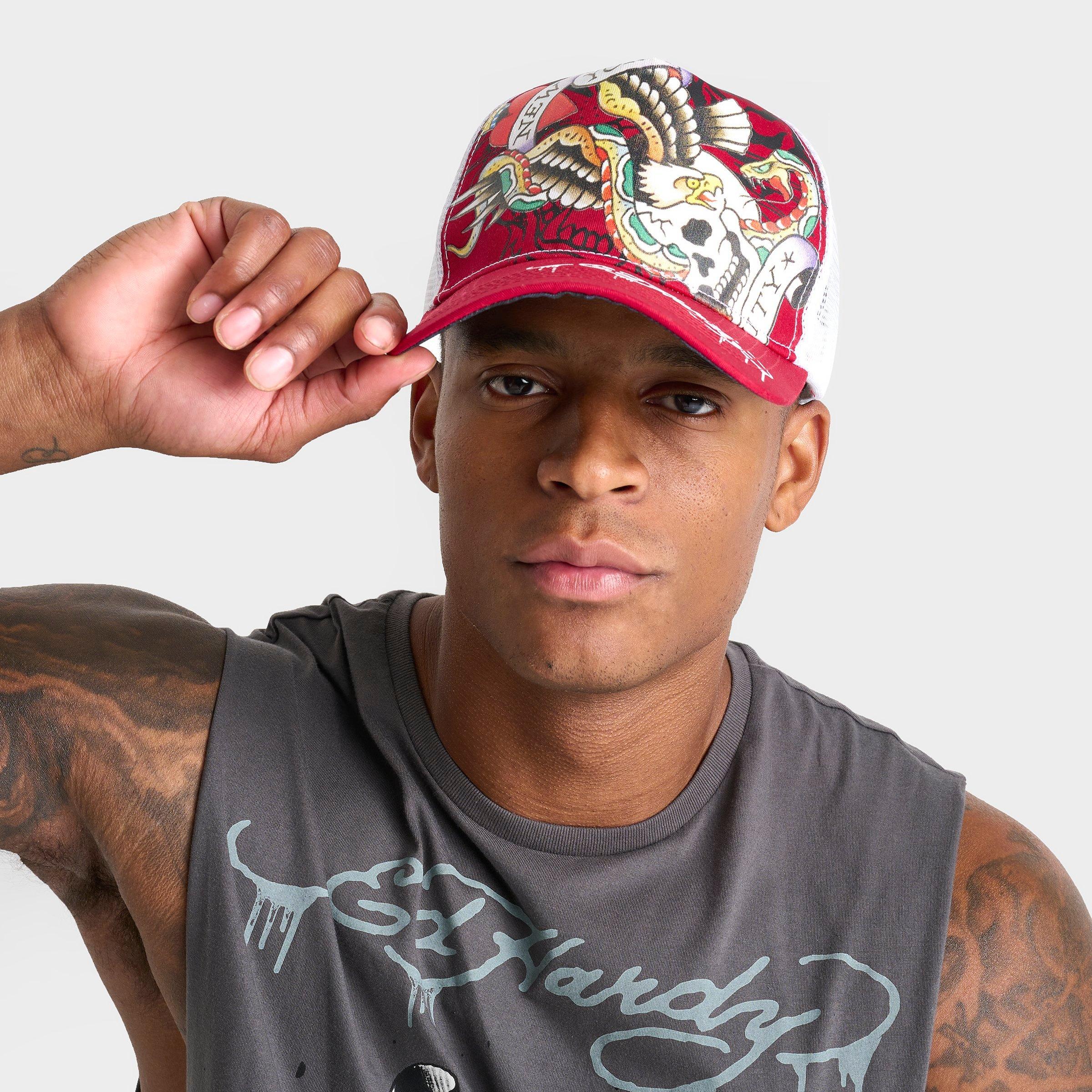 Ed Hardy NYC Eagle Trucker Hat in Red/White/Multi