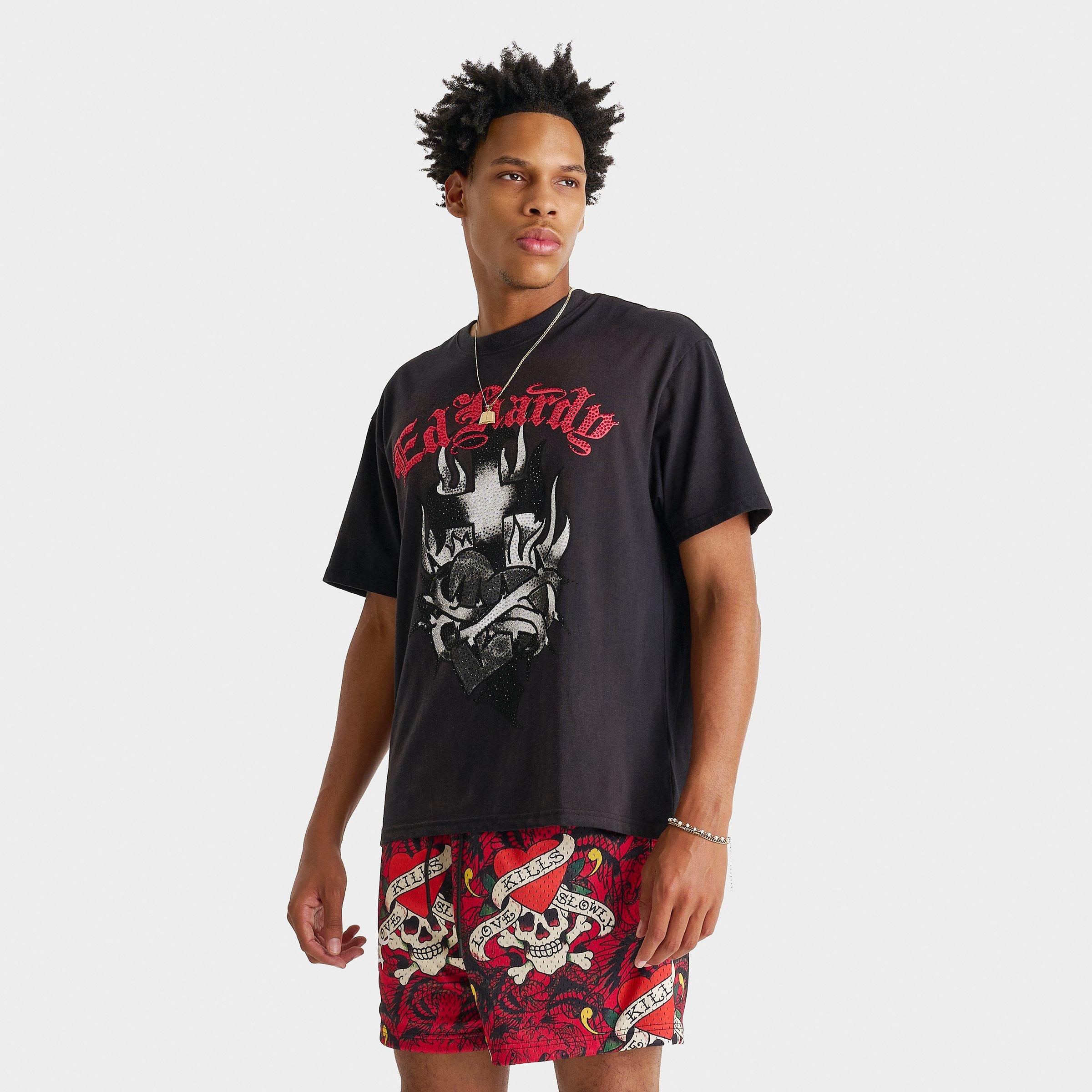 Ed Hardy Men's Sacred Heart Graphic T-Shirt in Vintage Black Size: Small