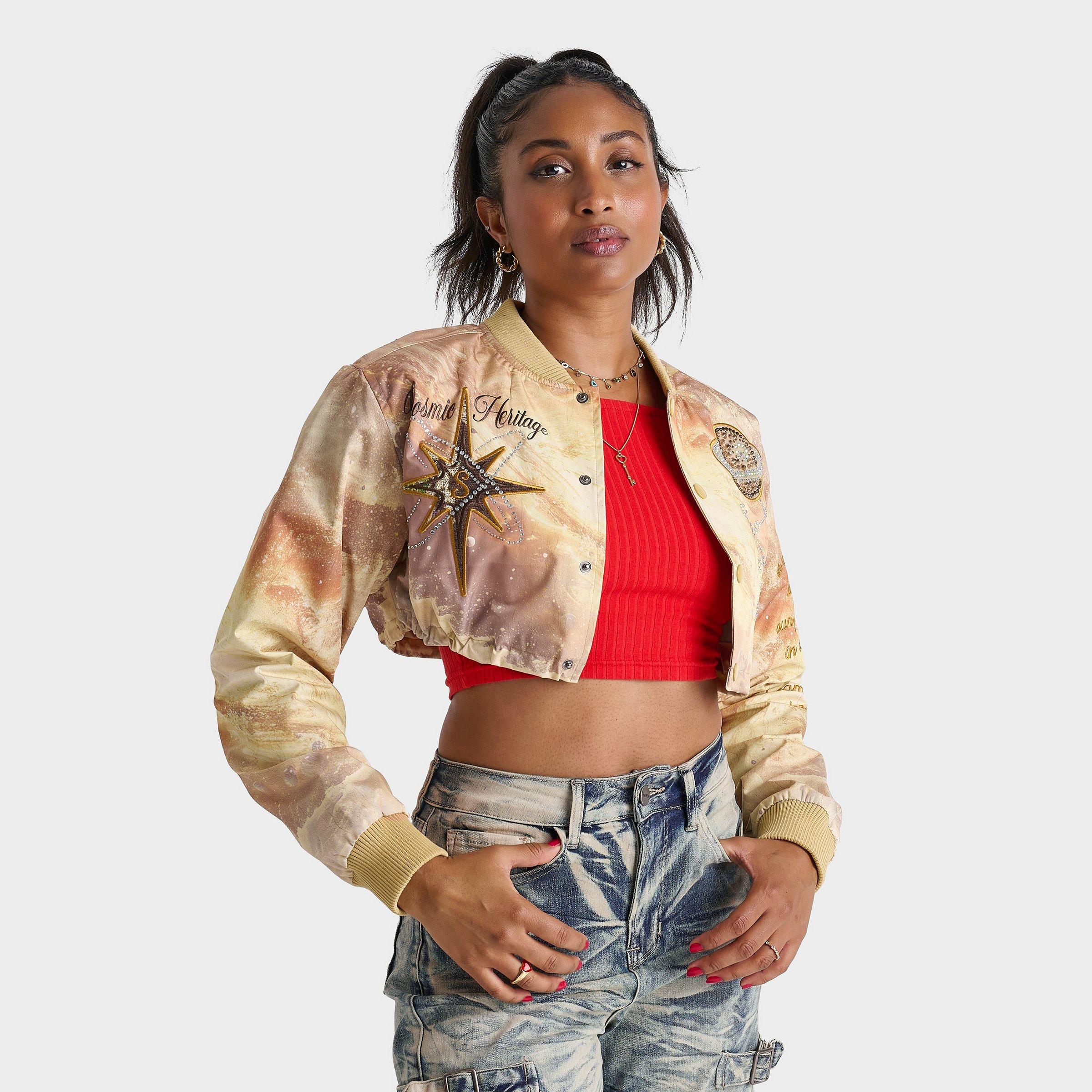 Smoke Rise Women's Heidi Stardust Rhinestone Jacket in Cosmic Latte Size: Small