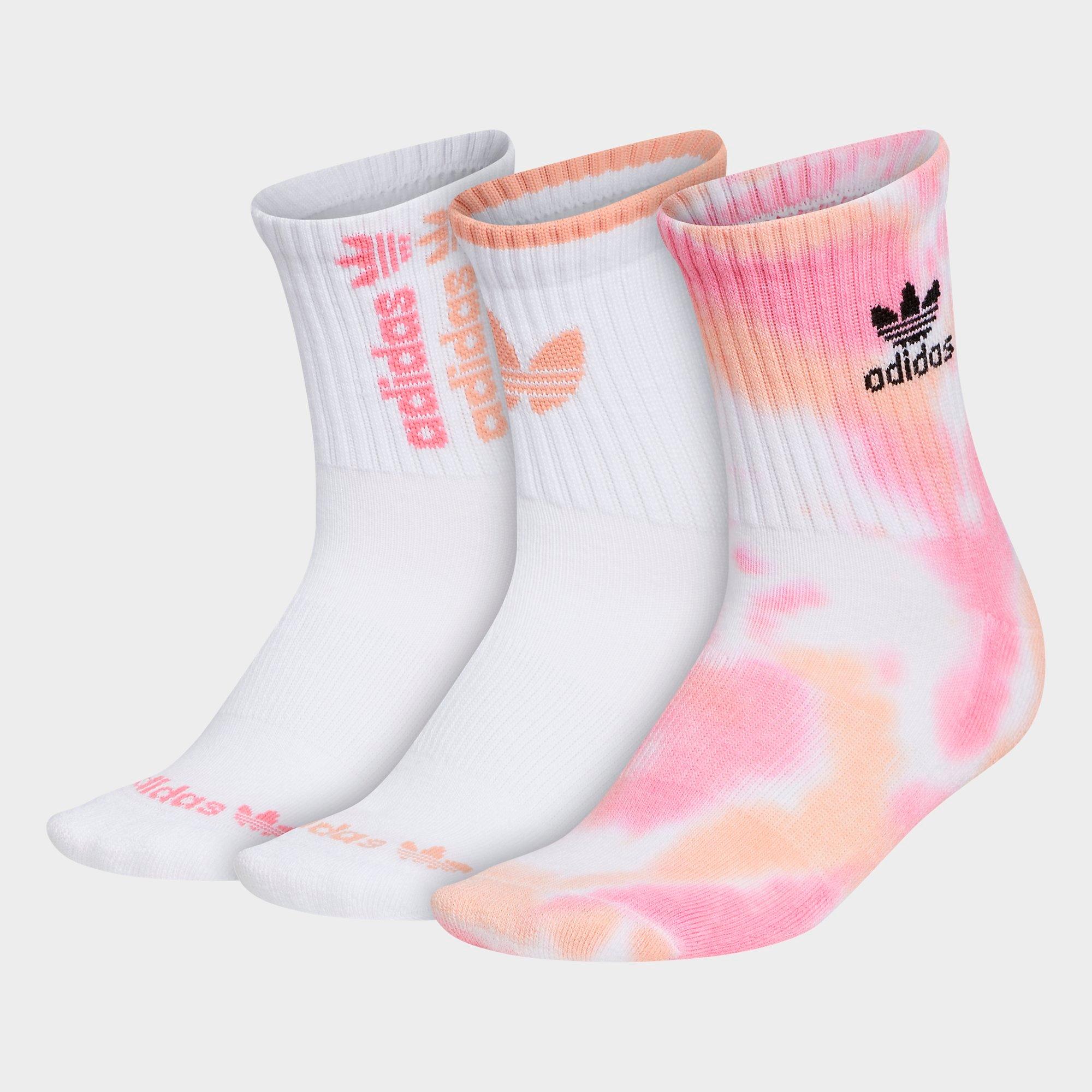 adidas Women's Originals Colorwash Quarter Socks (3-Pack) in WHT/ROSE TONE PINK Size: Medium
