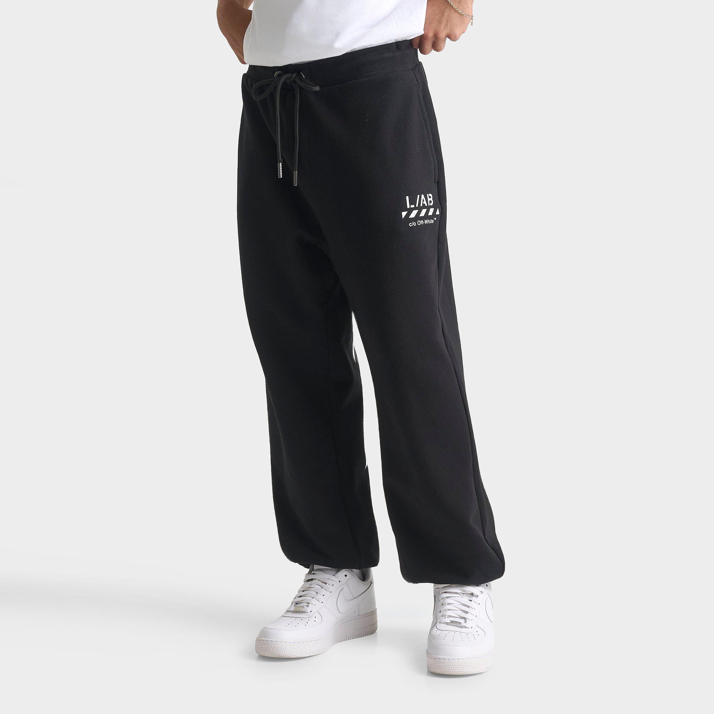 Lab Off White Men's L/AB c/o Off-White Core Diagonal Fleece Jogger Pants in Black Size: Small