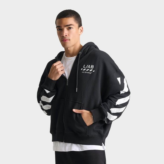 Men's Off-White L/AB Core Diagonal Fleece Full-Zip Hoodie