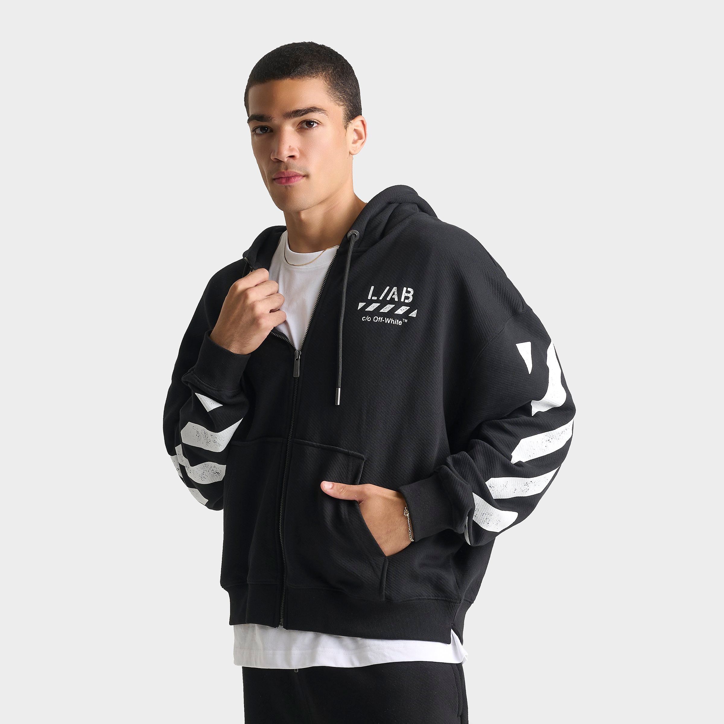 Lab Off White Men's L/AB c/o Off-White Core Diagonal Fleece Full-Zip Hoodie