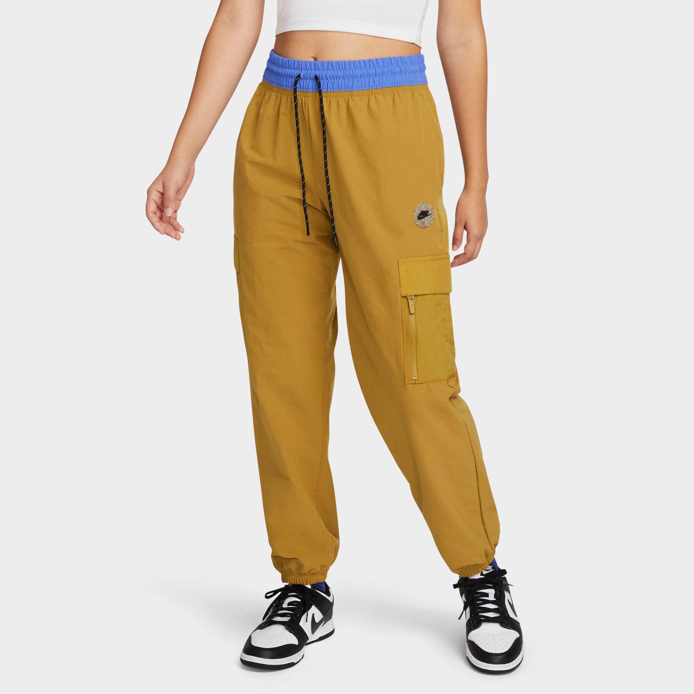 Nike Women's Woven Cropped Cargo Jogger Pants In Golden Moss/medium Blue