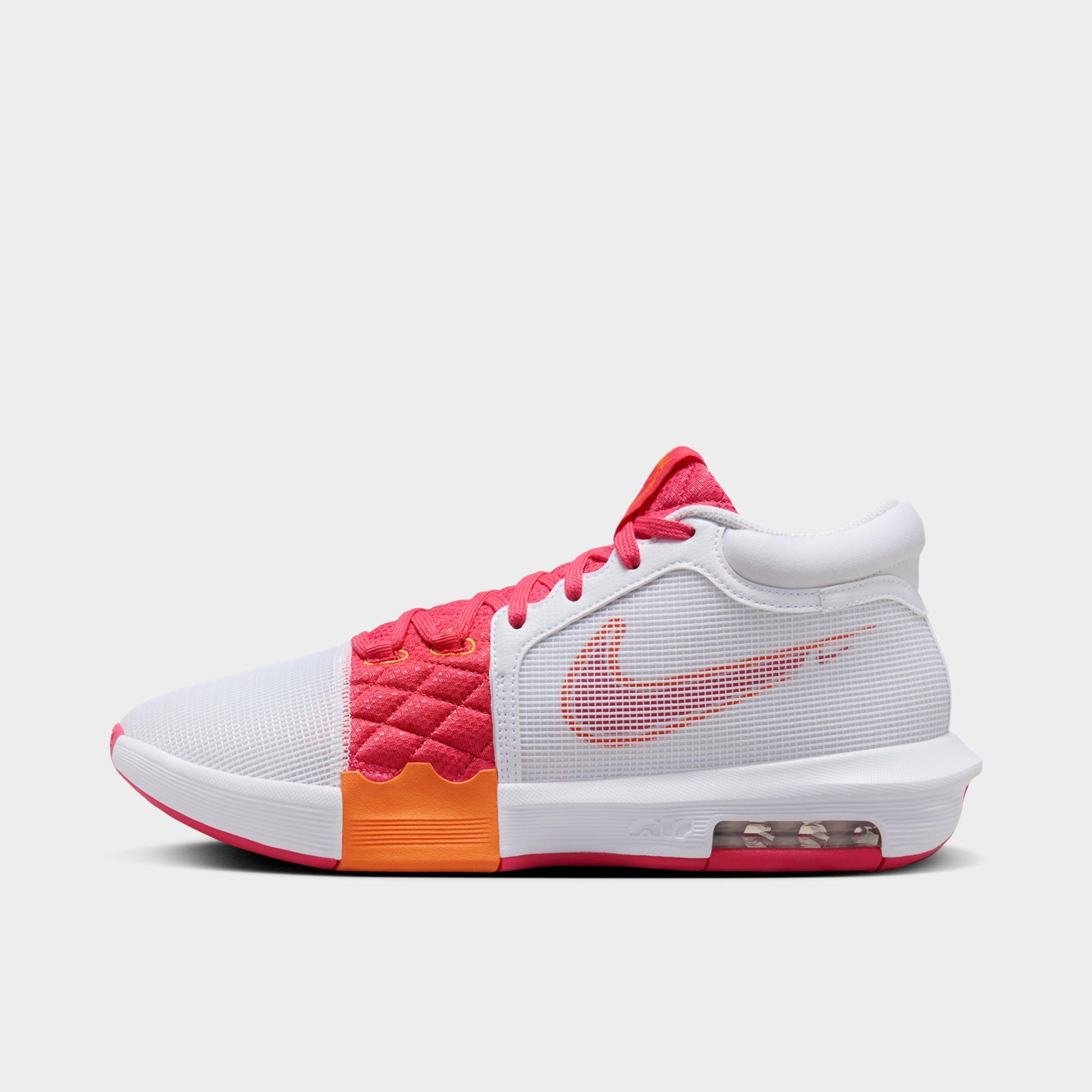 Nike Men's Lebron Witness 8 Basketball Shoes In White/bright Mandarin/aster Pink