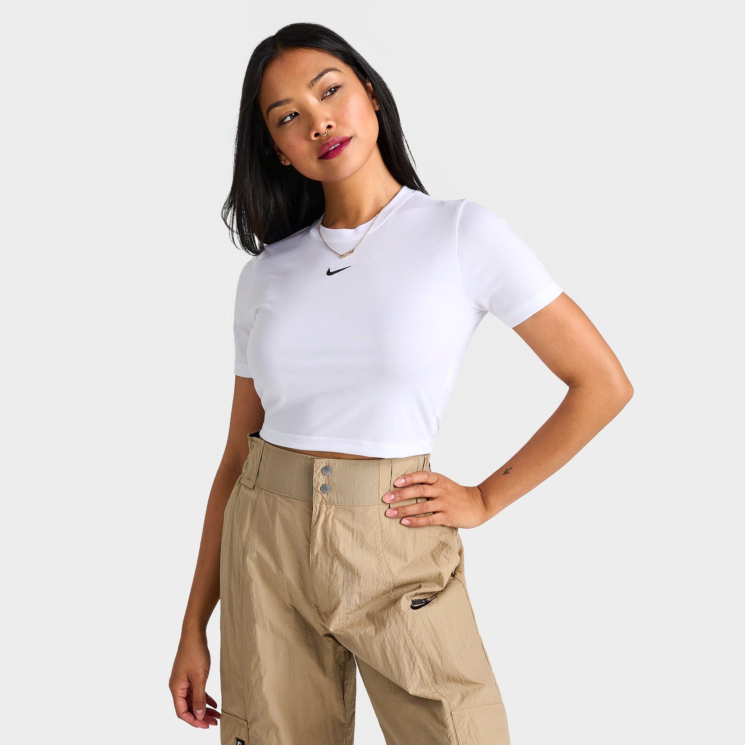 Shop Nike Women's Sportswear Essential Slim-fit Crop T-shirt In White