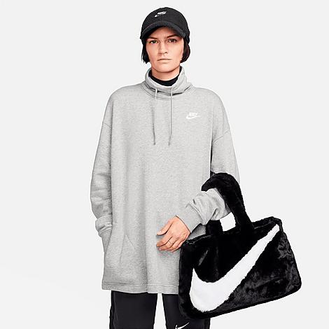 Nike Sportswear Faux Fur Tote Bag In Black/white