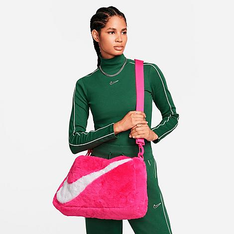 Nike Sportswear Faux Fur Tote Bag In Laser Fuchsia/laser Fuchsia/white