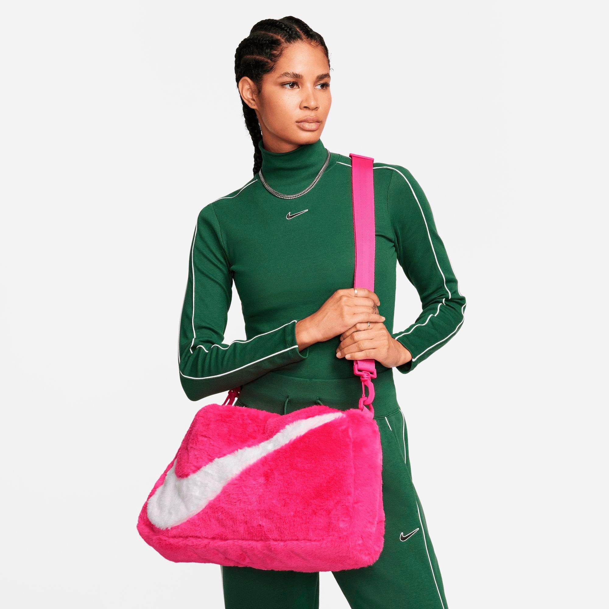 Nike Sportswear Faux Fur Tote Bag In Laser Fuchsia/laser Fuchsia/white