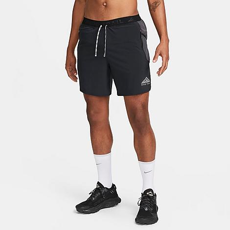 Shop Nike Men's Trail Second Sunrise Dri-fit Brief-lined 7" Running Shorts In Black/dark Smoke Grey/white