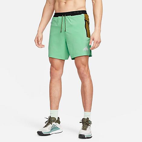 Nike Men's Trail Second Sunrise Dri-fit Brief-lined 7" Running Shorts In Spring Green/olive Flak/white