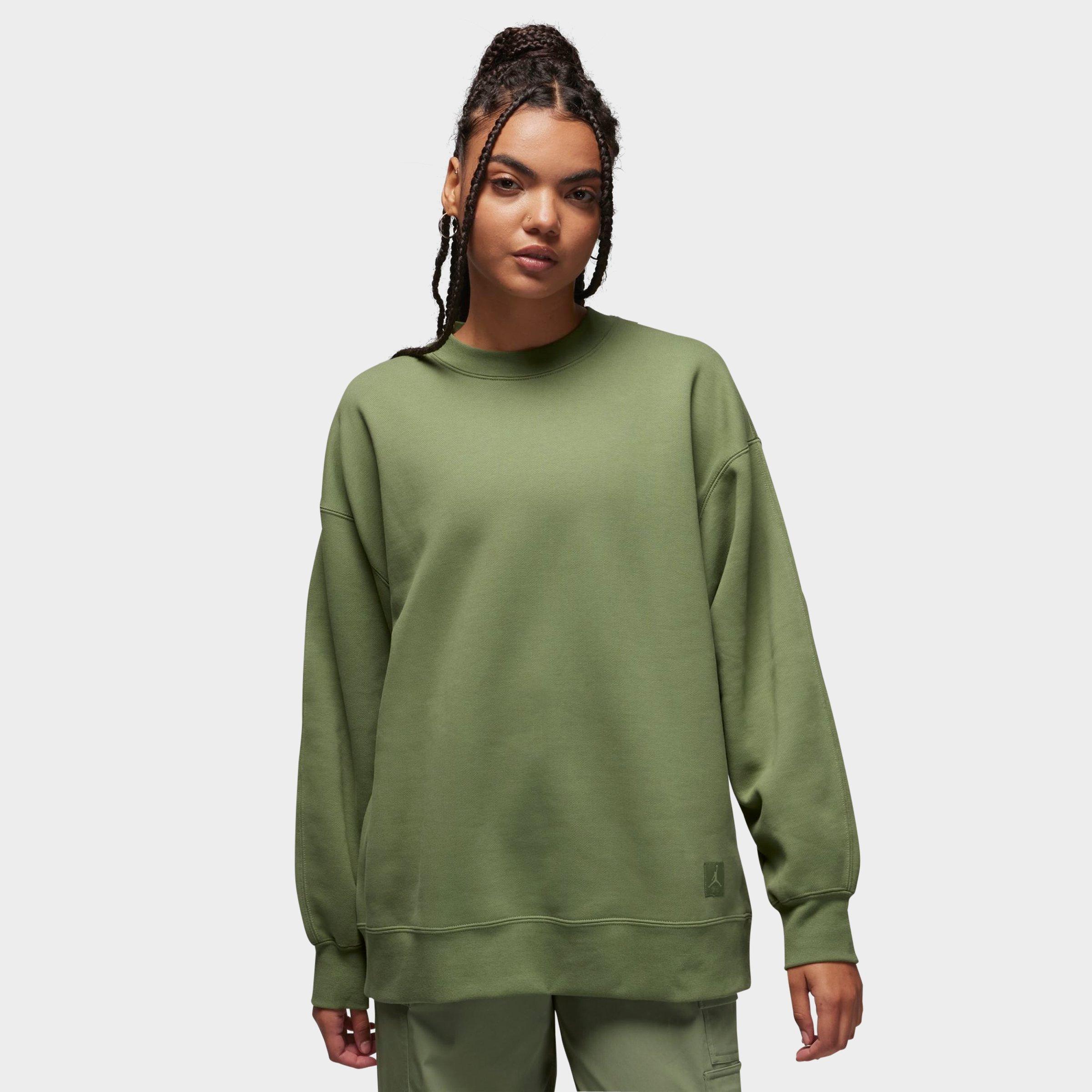 Jordan Women's Flight Fleece Crewneck Sweatshirt in Sky J Light Olive Size: XS