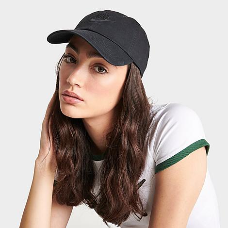Nike Club Unstructured Futura Wash Strapback Hat In Black/black