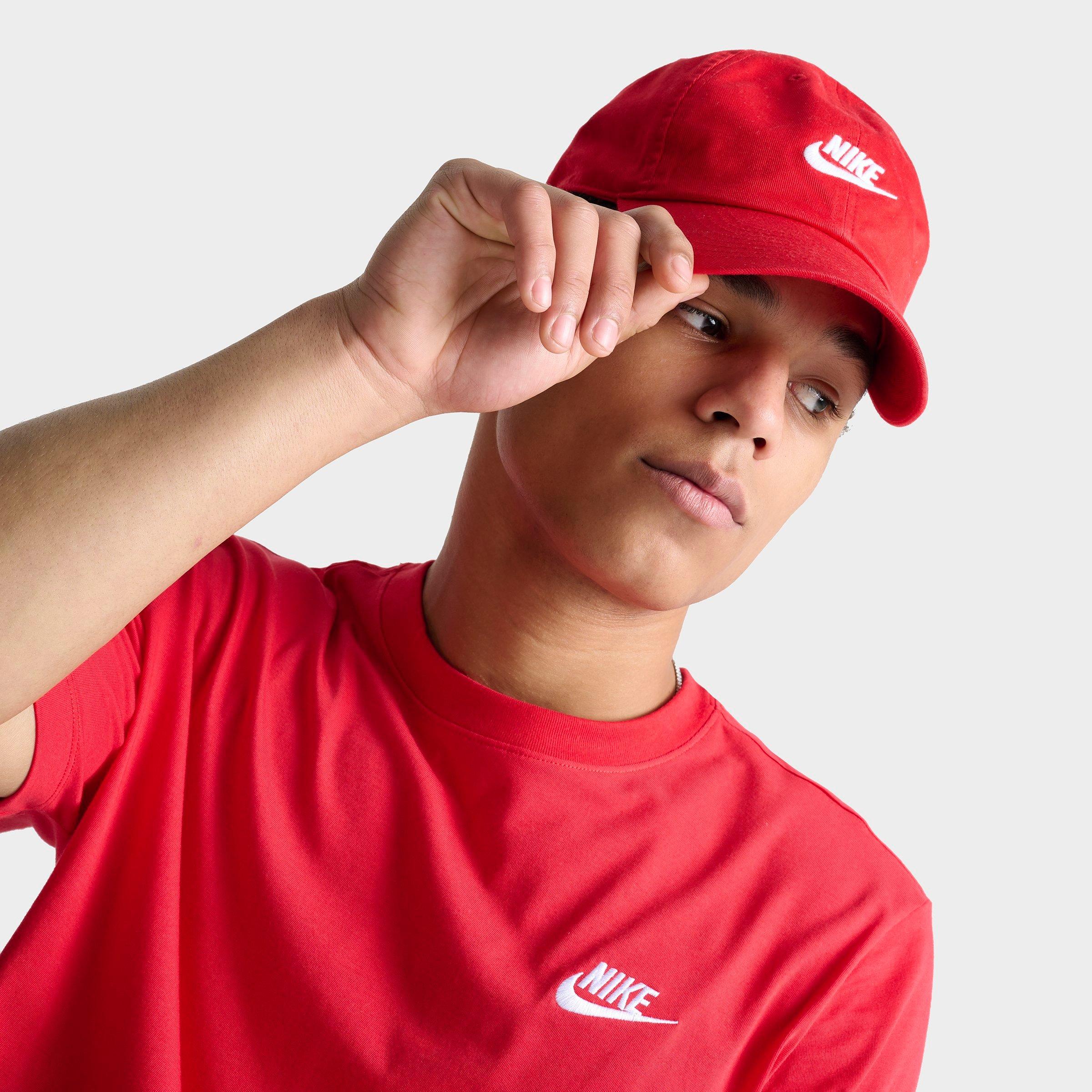 Nike Club Unstructured Futura Wash Strapback Hat Size Large/x-large 100% Cotton/twill In University Red