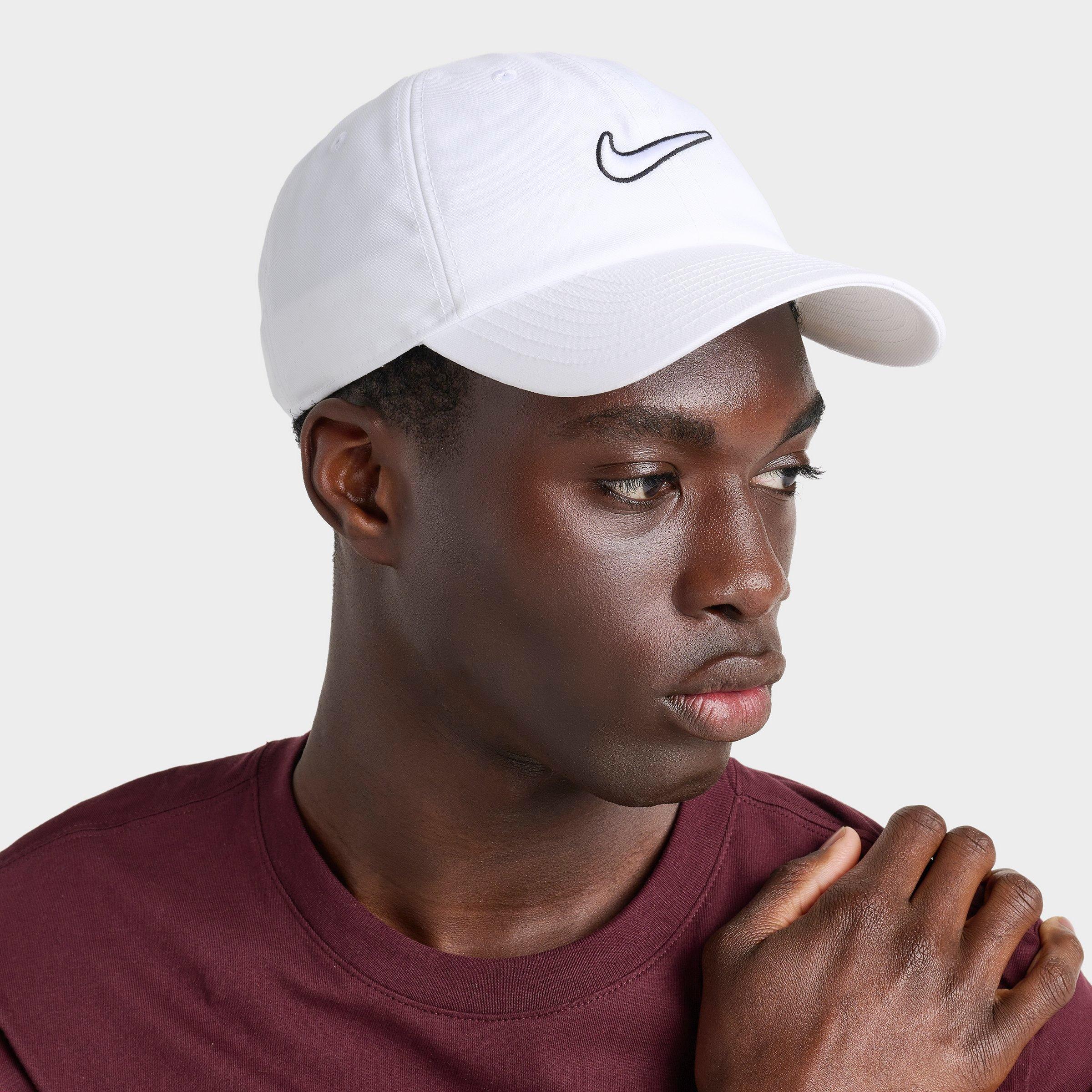 Nike Club Swoosh Unstructured Strapback Hat In White/white