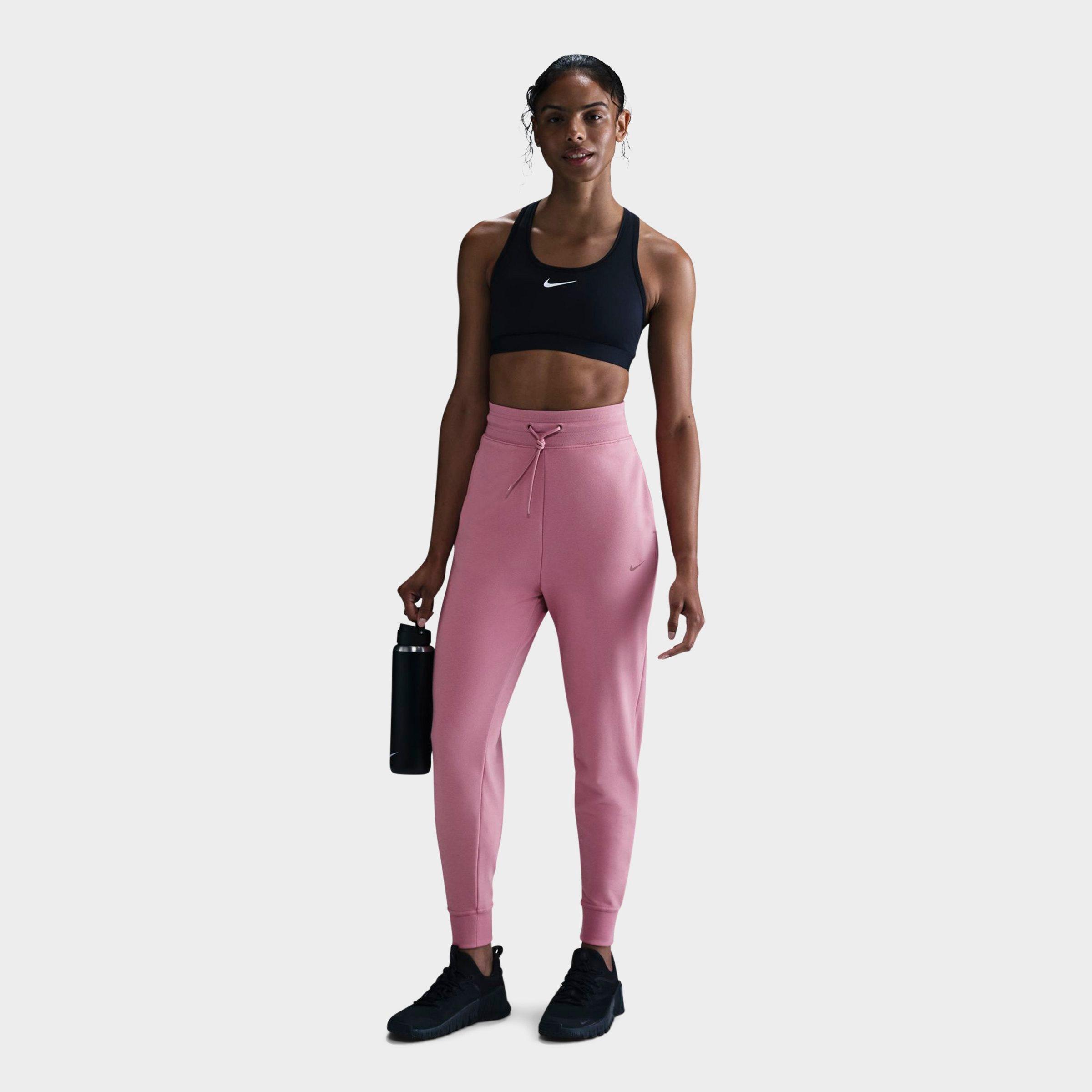 Nike Women's Dri-FIT One High-Waisted 7/8 French Terry Jogger Pants in Elemental Pink/Black Size: 2XS