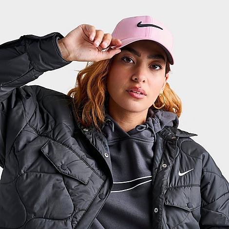 Nike Dri-fit Club Structured Swoosh Strapback Hat In Medium Soft Pink/black