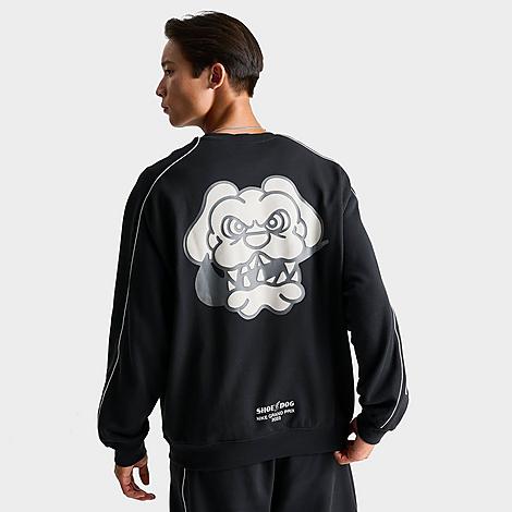 Nike Men's Sportswear Shoe Dog Graphic Fleece Crewneck Sweatshirt In Black/light Iron Ore/iron Grey/white