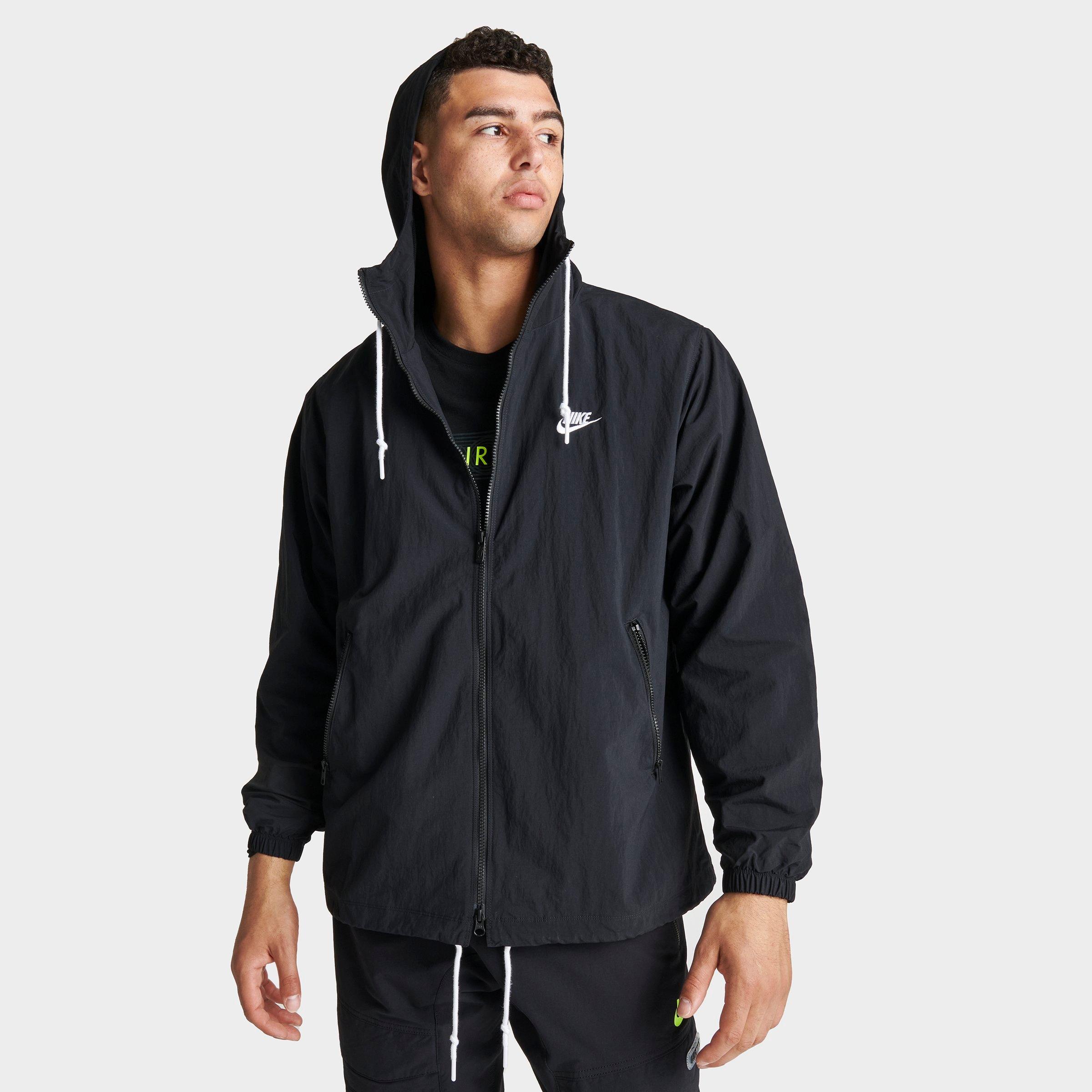 Nike Men's Club Futura Logo Full-zip Woven Jacket In Black/white