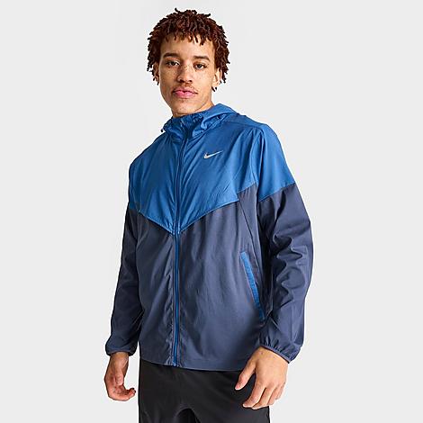 Shop Nike Men's Windrunner Repel Running Jacket In Court Blue/thunder Blue/reflective Silver