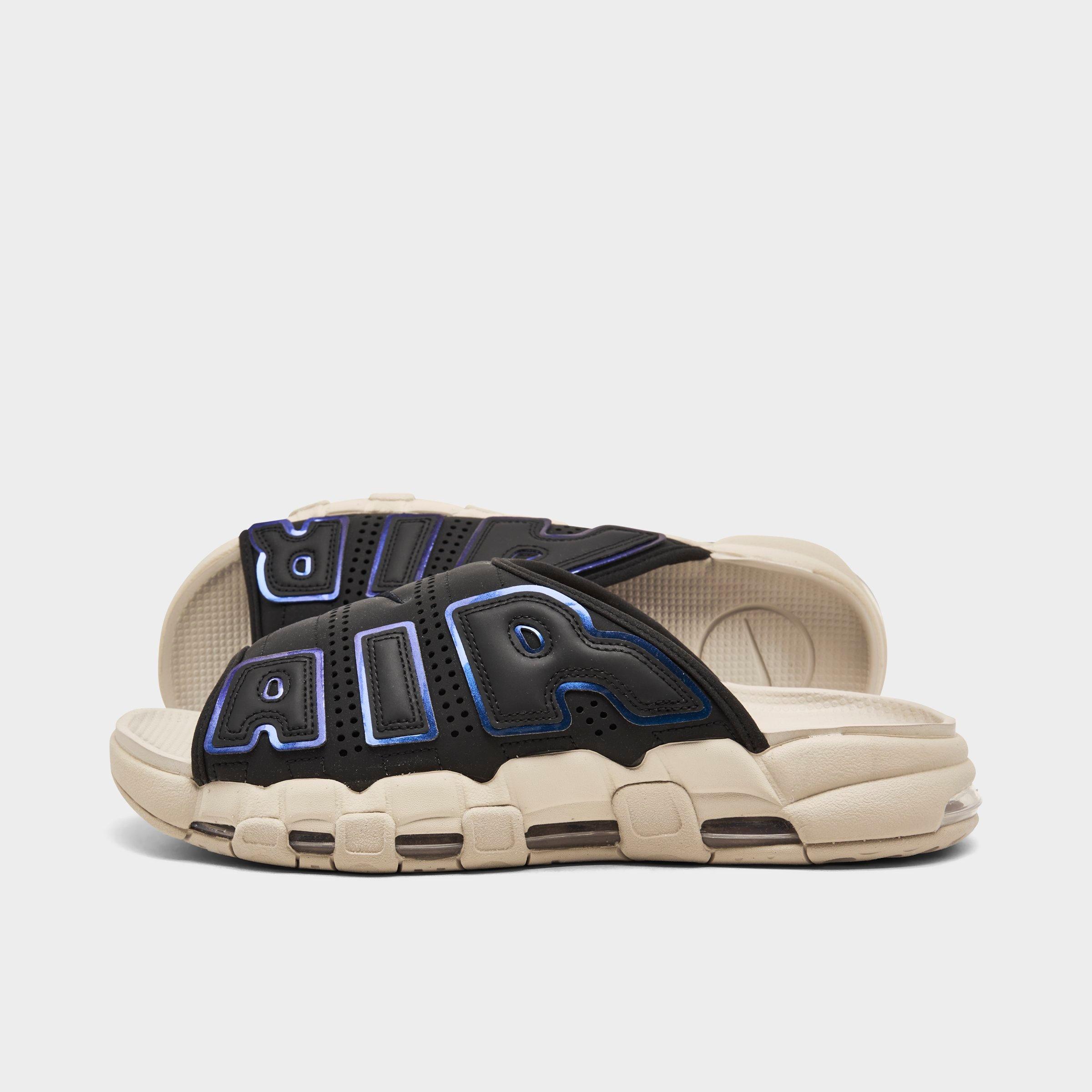 Nike Air More Uptempo Slide Sandal In Black/multi-color/sanddrift/clear