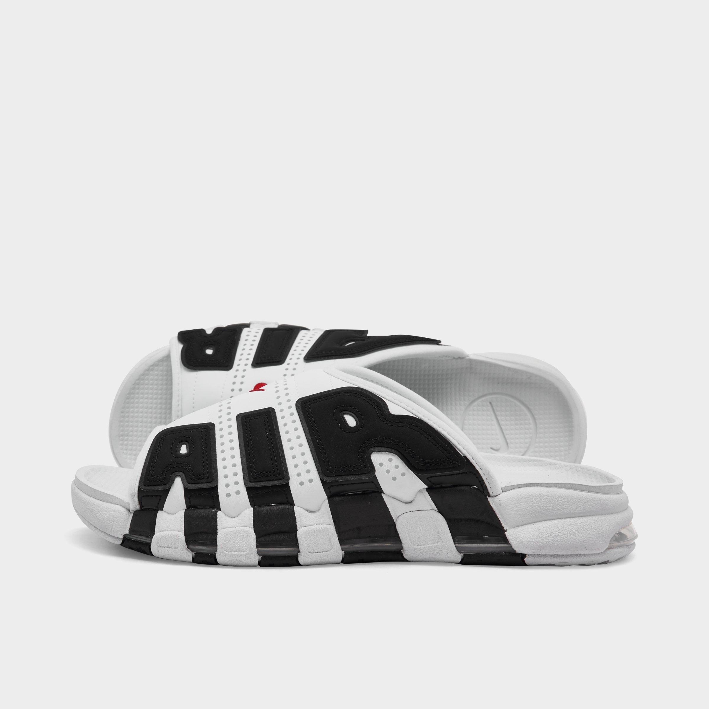 Nike Air More Uptempo Slide Sandal In White/black/varsity Red