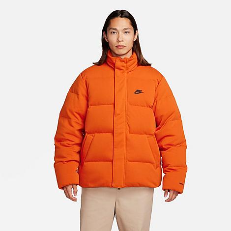 Shop Nike Men's Sportswear Tech Fleece Therma-fit Oversized Puffer Jacket In Campfire Orange/black