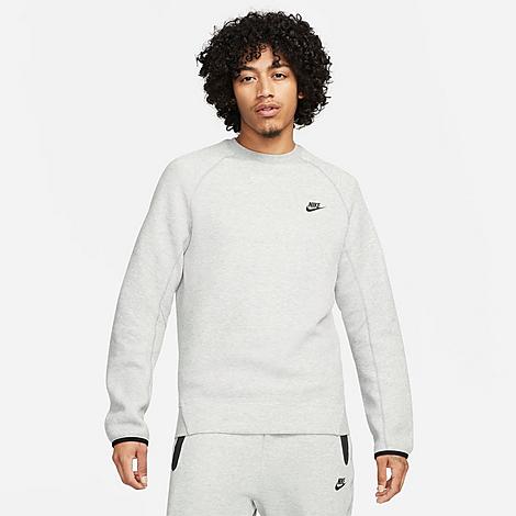 Shop Nike Men's Sportswear Tech Fleece Crew Sweatshirt In Dark Grey Heather/black
