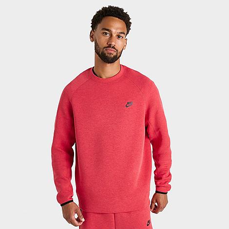 Shop Nike Men's Sportswear Tech Fleece Crew Sweatshirt In University Red Heather/black