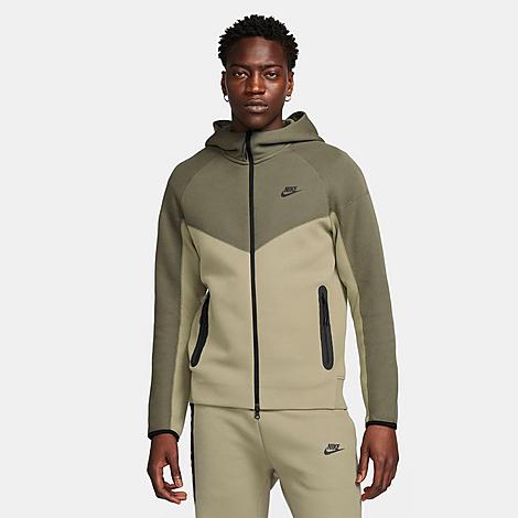 Shop Nike Men's Tech Fleece Windrunner Full-zip Hoodie In Neutral Olive/medium Olive/black