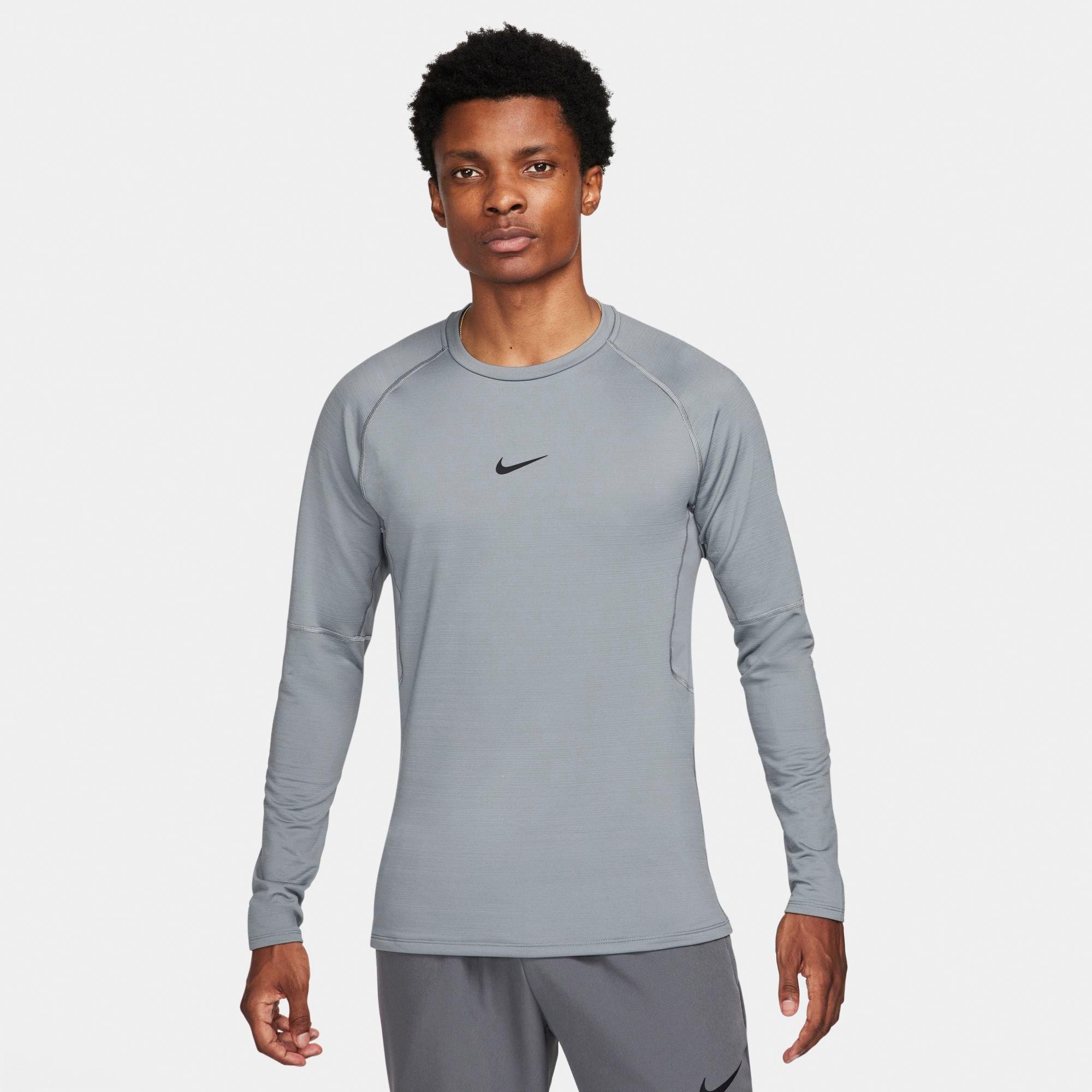 Nike Men's Pro Warm Long-Sleeve Top in Smoke Grey/Black Size: XS