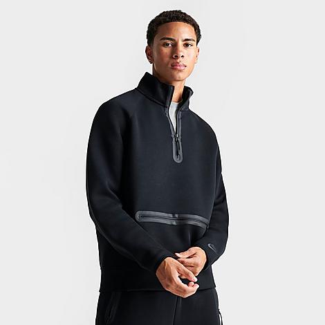 Nike Men's Tech Fleece Half-zip Sweatshirt In Black/black