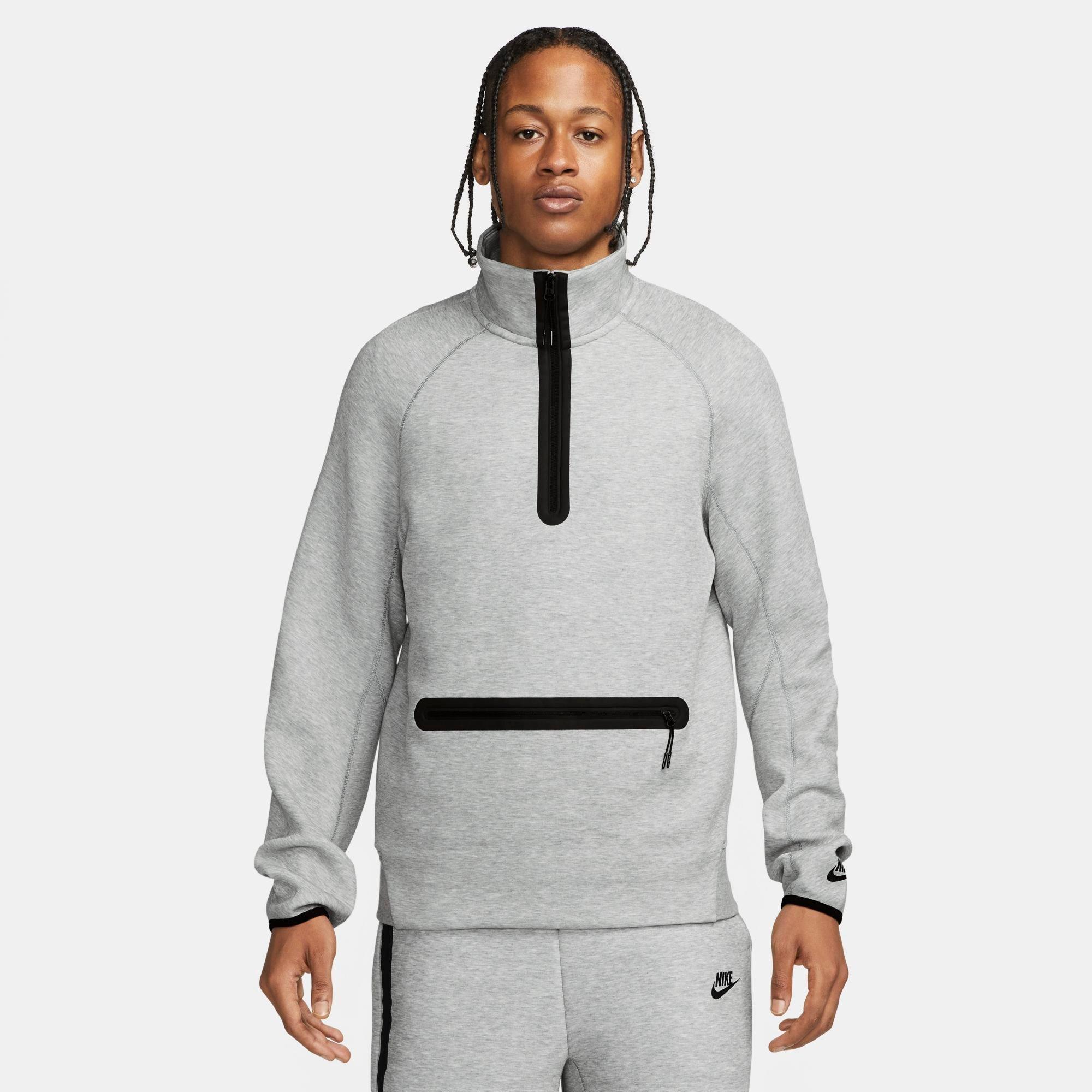 Nike Men's Tech Fleece Half-Zip Sweatshirt in Dark Grey Heather/Black Size: XS